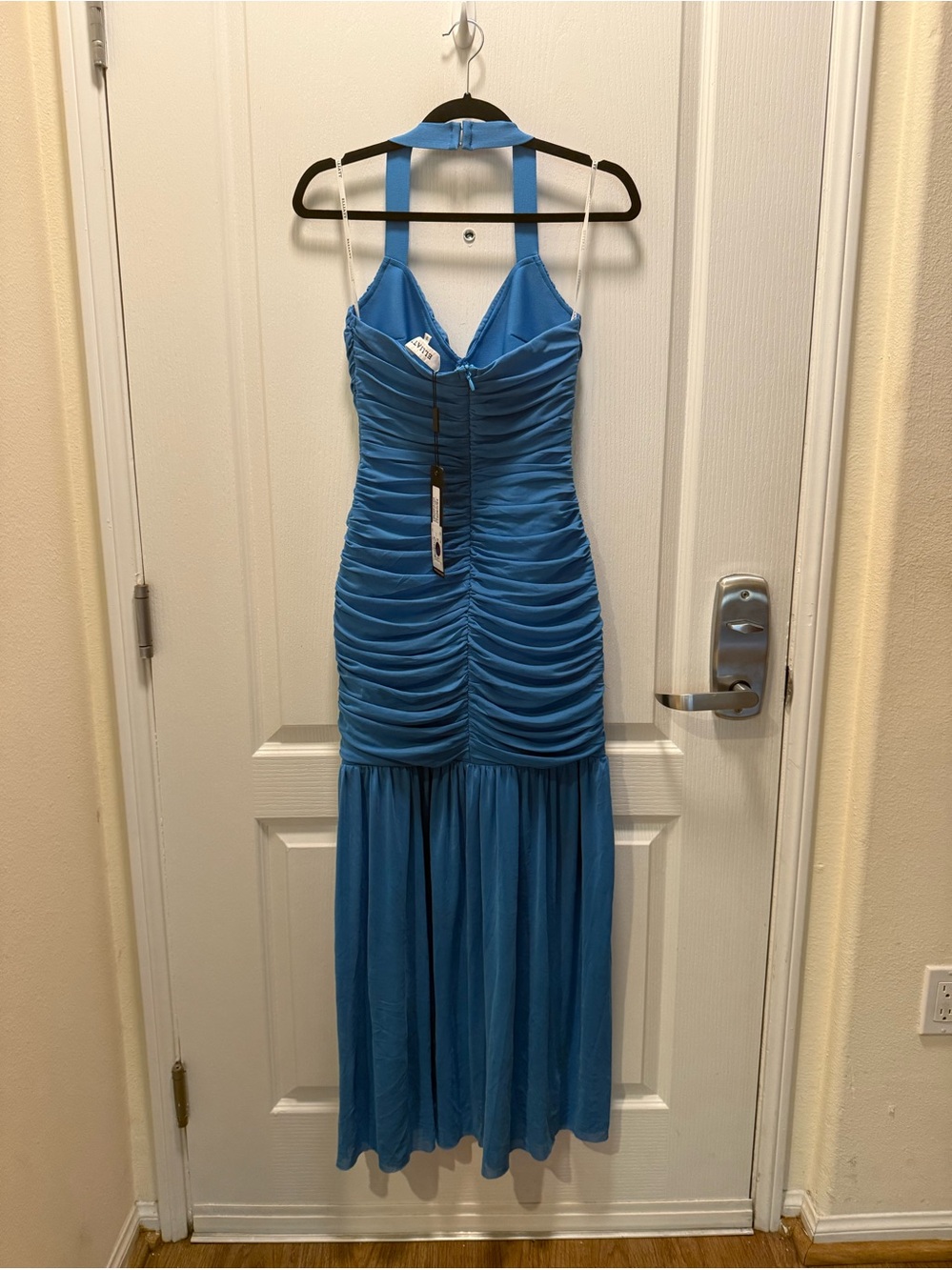 ELLIATT Elena Sleeveless Ruched Halter Gown in Blue Size S NWT - Picture 7 of 8
